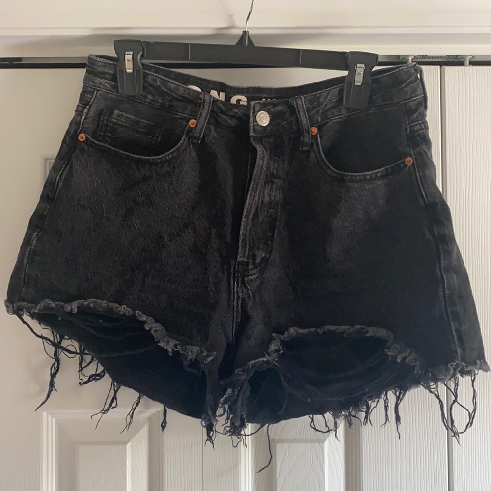 Distressed jean shorts